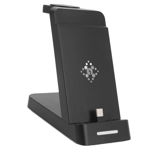 Naroote 3 in 1 Charging Station, Foldable Travel Wireless Charger Stand with Phone Holder, for Watch 6 5 4 Buds Pro (Black)