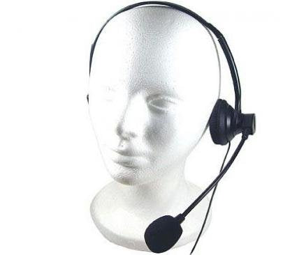 Wired Headset Mono Hands-Free Headphone 3.5mm Earphone Earpiece w Boom Mic Single Earbud [Black] for Kyocera DuraXV