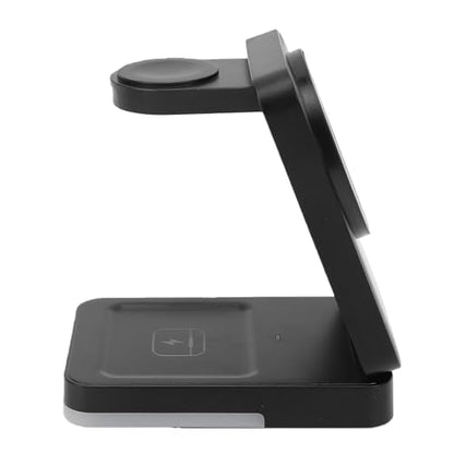 Wireless Charger Stand 3 in 1, Foldable Fast Charging Station 15W, Portable Wireless Charging Pad for Phone Watch Earphone Black - color: Black