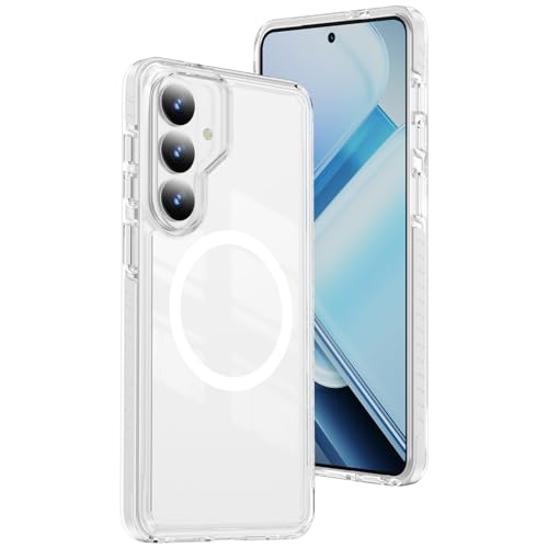 DEERLAMN Magnetic Clear Case for Samsung Galaxy S26 6.3-Inch,[Fit for Magsafe][Military Grade Drop Protection] Transparent Slim Fit Non-Yellowing Shockproof Protective Phone Cover,White - color: White, size: for Samsung Galaxy S26