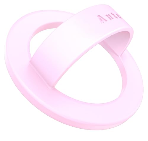 Anteel Magnetic Silicone Ring Grip Phone Holder, Strong Magnetic Attraction, Comfy and Portable, Removable Finger Loop Grip for Magsafe Phone Case (Light Pink) - color: Light Pink
