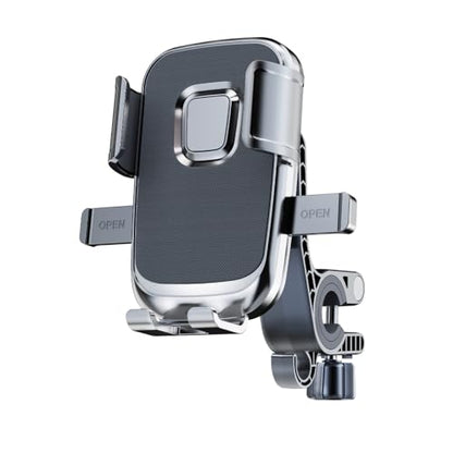 Motorcycle Phone Mount with Shock Absorber - Anti-Vibration Handlebar Phone Holder, Adjustable, Compatible with Bicycles, Scooters, ATVs, Fits 5.4-6.9 Inch Smartphones