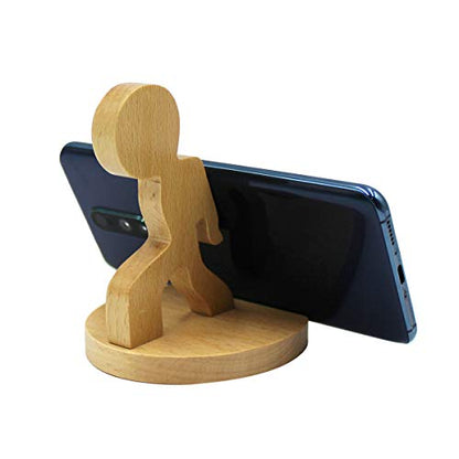 Cute Boy Cell Phone Holder Stand Wooden Smartphone Desk Holder for Mobile Phones Animal Phone Stand Desk Ornament - color: tai chi
