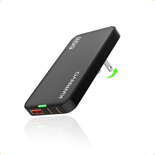 65W Flat USB Wall Charger, 3-Port PD Fast Charging Block - color: Black, size: 65W