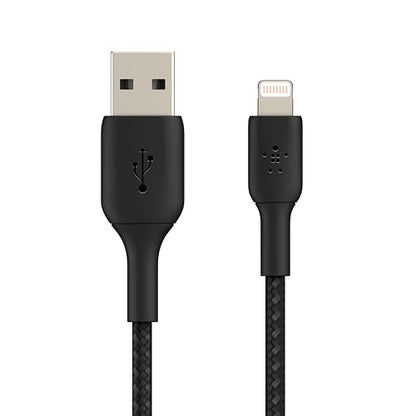 Belkin USB A to Lightning Braided Cable 3.3ft Fast iPhone Charger Cord - color: Black, style: 3.3 ft