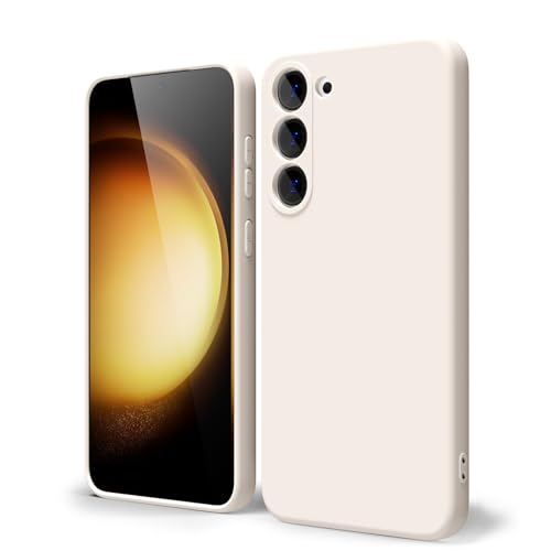 oakxco for Samsung Galaxy S23 Plus Phone Case Liquid Silicone, Cute Thin Slim Soft Rubber TPU Plain Smooth Gel Cover for Women Girl Aesthetic Design, Matte Solid Protective & Shockproof, Beige Stone - color: Beige, size: S23 Plus