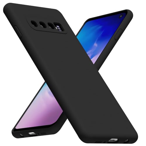 LoeoeL for Samsung Galaxy S10 Phone Case Silicone, Minimalist Ultra Thin Slim Soft Rubber Gel Solid Color Matte TPU Cute Case for Women Men, Girly Plain Aesthetic Design & Camera Cover, Black - color: Black, size: S10 4G