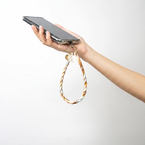 Bloomish Silicone Phone Wrist Strap with Cute Bear Charm - Anti-Loss Hand Strap Lanyard for iPhone & Android - Soft, Durable & Stylish Mobile Phone Accessory - color: Brown Gradient