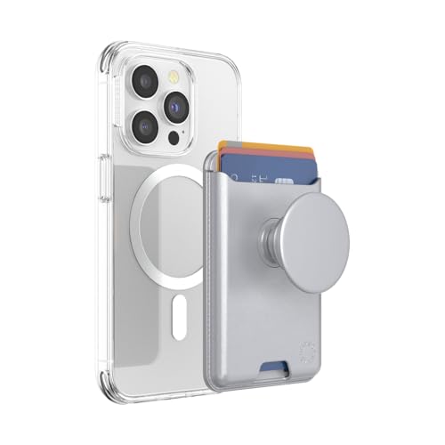 PopSockets Phone Wallet for MagSafe with Grip- Silver - color: Silver, style: With Grip