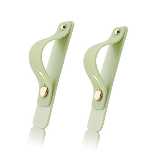 Removable and Reusable Cell Phone Grip Strap, Yetaida Telescopic Finger Kickstand Bracket Universal Silicone Phone Holder Stand and Portable Finger Loop for Most Smartphones Case (Matcha Green) - color: Matcha Green