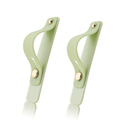 Removable and Reusable Cell Phone Grip Strap, Yetaida Telescopic Finger Kickstand Bracket Universal Silicone Phone Holder Stand and Portable Finger Loop for Most Smartphones Case (Matcha Green) - color: Matcha Green