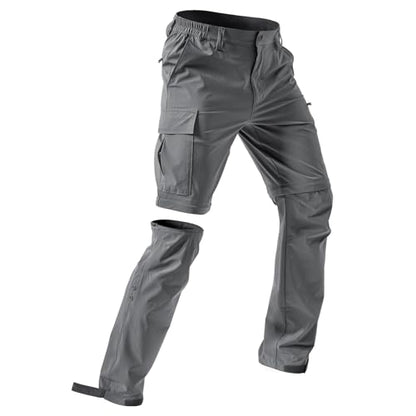 Mens Cargo Pants Convertible Zip-Off Waterproof Work Pants Lightweight with Multi Pockets Stretch Tactical Hiking Pant - color: 2#gray, size: XX-Large