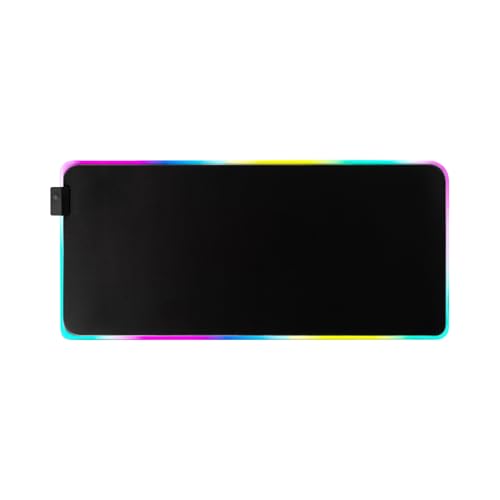 RGB Gaming Mouse Pad-14 Light Modes, Extended Soft LED Mouse Pad, Anti-Slip Rubber Base, Computer Keyboard Large Mousepad Mat, Waterproof Mousepads (25.6 * 11.6 Inch) - color: Black-A