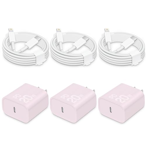 CXX 20W Fast Charger for iPhone 14/13/12 [3-Pack, MFi Certified] - color: Purple+White, size: 6FT