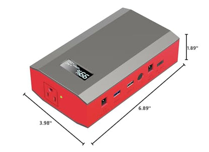 Portable Power Bank with AC Outlet, 65W 110V Portable Laptop Charger Backup - color: Red Grey