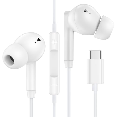 for iPhone 18 17 16 Headphones Wired Earbuds, USB C Earbuds Wired Ear Buds - color: White