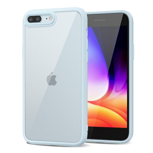 LoeoeL for iPhone 8 Plus/ 7 Plus Case Clear, Transparent Hybrid Phone Case [Hard Plastic & Soft Silicone Bumper] Acrylic Non Yellowing Thin Slim Protective Cover for Women, Light Blue - color: Light Blue, size: 7 Plus / 8 Plus