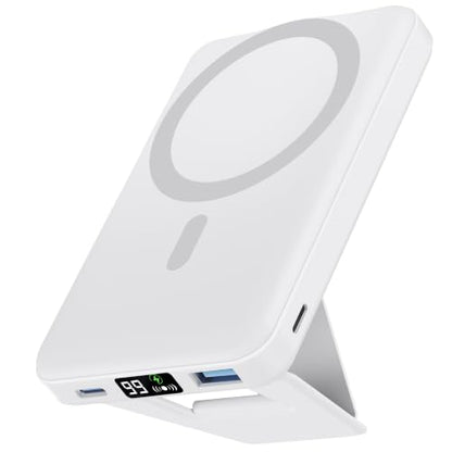 podoru for MagSafe Power Bank, 10000 mAh Foldable Magnetic Portable Charger - color: White