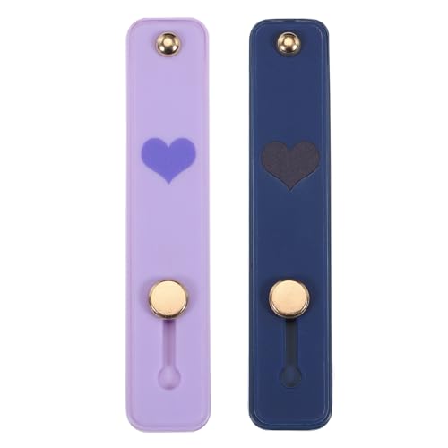 MECCANIXITY 2 Pcs Phone Loop Finger Holder Silicone Phone Strap Grip Holder Cell Phone Grip Stand for Most Smartphones Purple,Dark Blue - color: Purple,Dark Blue