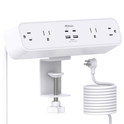 Mifaso PD20W USB C Desk Clamp Power Strip, 1080J Surge Protector - color: White, size: PD20W