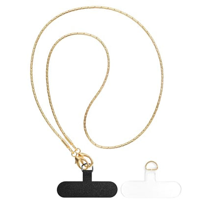 UnnFiko Crossbody Cell Phone Lanyard for Women, Universal Metal Phone Chain Strap Crossbody with Phone Tether Tab (Gold) - color: Gold