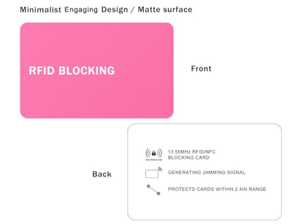 RFID Blocking Card - 5 Pack, Contactless NFC Credit Card ID Protection Safe Bank Card Passport Entire Wallet Purse Shield Protector Blocker Guard (Pack of 5, Pink) - color: Pink/5 cards