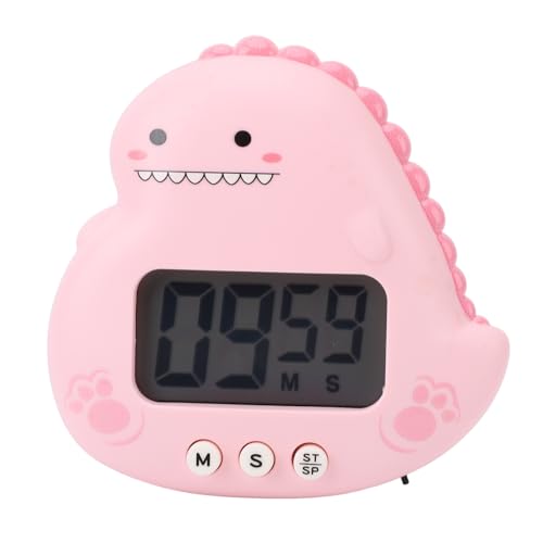 Kids Timer, Cute Dinosaur Shape Digital Countdown Timer with Large LCD Display Magnetic Back Foldable Stand for Children Teachers Parents Pink - color: Pink