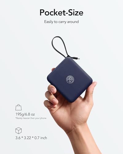 VRURC Portable Charger with Built-in 4 Cables, 22.5W Fast Charging - color: Navy Blue