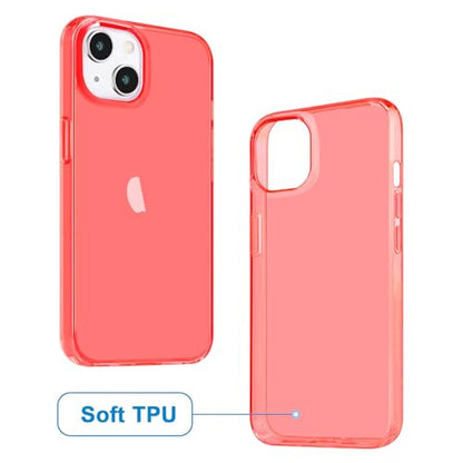 JJGoo Compatible with iPhone 14 Case Clear, Soft Shockproof Protective Slim Thin Phone Bumper Cover Transparent Phone Case, Translucent Red - color: Red