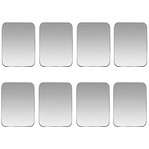 Metal Plates for Magnetic Car Mount, Wall, Phone Holder. Replacement Set of 8 Large Silver Iron Discs Without Holes for Magnets. 3M Adhesive Thin Steel Cell Phone Case Back Magnet Stickers 8 Pack - color: Silver Rect