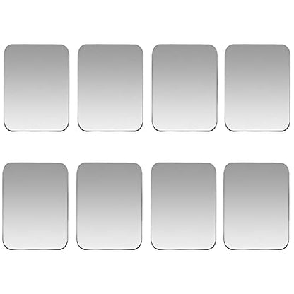 Metal Plates for Magnetic Car Mount, Wall, Phone Holder. Replacement Set of 8 Large Silver Iron Discs Without Holes for Magnets. 3M Adhesive Thin Steel Cell Phone Case Back Magnet Stickers 8 Pack - color: Silver Rect
