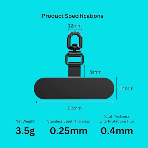 Minimalist 360° Rotatable Phone Tether Tabs (2-Pack) – Durable Stainless Steel with Protective Film to Prevent Scratches on Your Phone's Back, Black - color: 05 Stainless Steel - Black