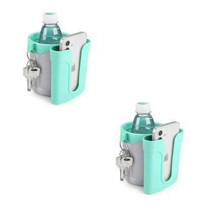 Accmor 3-in-1 Bike Cup Holder with Cell Phone Keys Holder, Bike Water Bottle Holders, Universal Bar Drink Cup Can Holder for Bicycles, Motorcycles, Scooters, Grey Green, 2 Pack - color: Grey Green-2 Pack