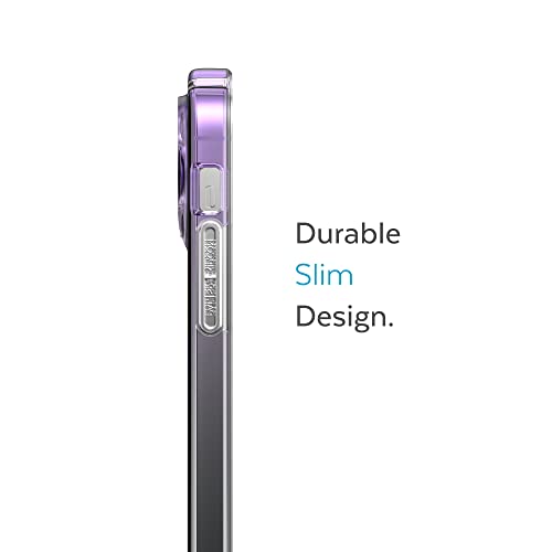 Speck Clear iPhone 14 Pro Case - Drop Protection, Scratch Resistant Dual Layer Slim Phone Case for 6.1" iPhone 14 Pro - Anti-Yellowing & Anti-Fade Case - Ombre Amethyst Purple Fade/Clear GemShell - color: Amethyst Purple Fade/Clear