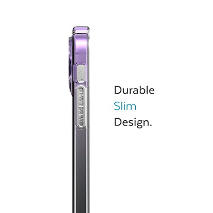 Speck Clear iPhone 14 Pro Case - Drop Protection, Scratch Resistant Dual Layer Slim Phone Case for 6.1" iPhone 14 Pro - Anti-Yellowing & Anti-Fade Case - Ombre Amethyst Purple Fade/Clear GemShell - color: Amethyst Purple Fade/Clear