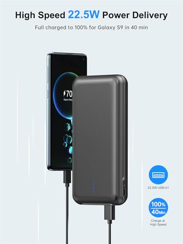 RETMSR Portable Charger 30000mAh 22.5W USB C Fast Charging with Flashlight - color: Black