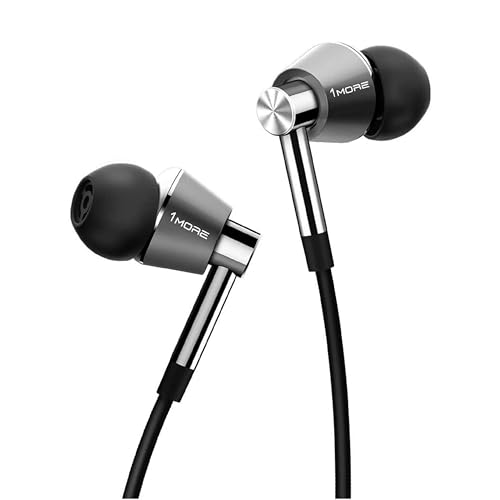 1MORE Triple Driver in-Ear Earphones Hi-Res Headphones with High Resolution, Bass Driven Sound, MEMS Mic, in-Line Remote, High Fidelity for Smartphones/PC/Tablet - Silver - color: Silver