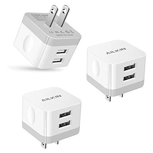 90 Degree USB Wall Charger Plug Flat Side Right Angle Dual Port USB Adapter - color: White, style: 3Pack USB Wall Chargers