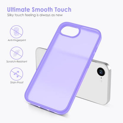 TENOC Phone Case Compatible with iPhone SE (2nd 2020 and 3rd 2022 Generation) & iPhone 7 & iPhone 8, Light Purple Case Translucent Protective Bumper Matte Hard Back Cover for 4.7 Inch - color: Light Purple, size: iPhone 7/8/SE