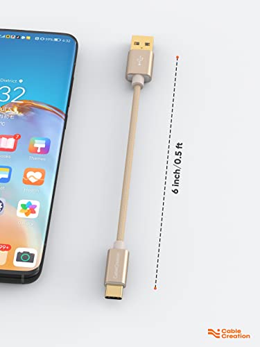CableCreation Short USB A to USB C Cable 6 inch, USB C to A Fast Charging - color: Gold, size: 0.5FT