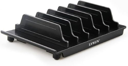 Adjustable Phone Stand Holder Dock Mobile Phone Tablet Organizer Multi Device Universal Desktop Stand Rack for iPhone Samsung Kindle Fire Tablet and Most Electronics Devices-No Charging Port (S-Black) - color: S-Black