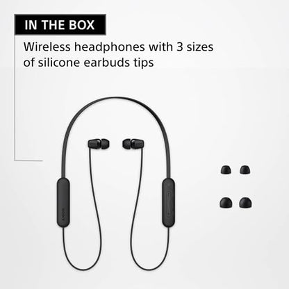 Sony WI-C100 Wireless in-Ear Bluetooth Headphones with Built-in Microphone,Black,(Pack of 2) - color: Black, size: One Size (Pack of 2)