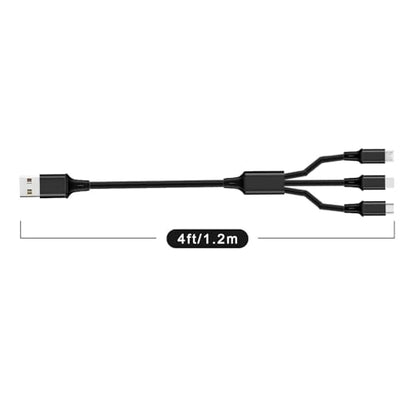 Multi Charging Cable, 3 in 1 USB Cable, Black - color: Black