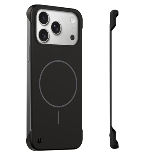 Case for iPhone 17 Pro Max Case, Borderless Frameless Touch, fit for Mag-Safe Magnetic, Lightweight Thin Slim Minimalist Phone Case, Anti-Fingerprint PC Hard Shell, Comfortable Feel (Black) - color: Black, size: iPhone 17 Pro Max