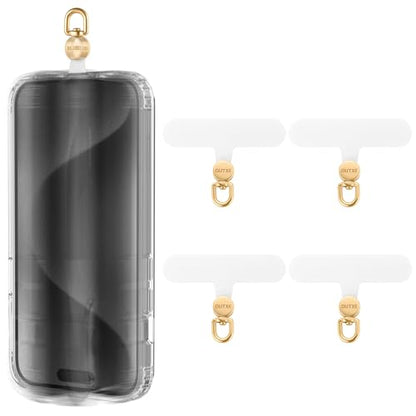 OUTXE Phone Tether Tab Rotatable 360°, 4 Pack Phone Lanyard Patch for Phone Strap Compatible iPhone & Other Cell Phone (White) - color: White