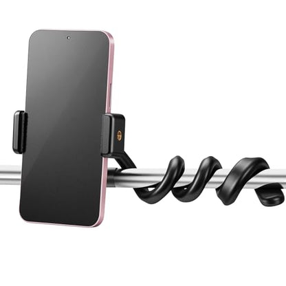 Portable Stroller Phone Holder Flexible Cell Phone Holder Adjustable Universal Stroller phone Mount Soft Silicone Bike Strollers Attachment for Most Cellphone Hand Operation Buggy Handlebar Pushchair
