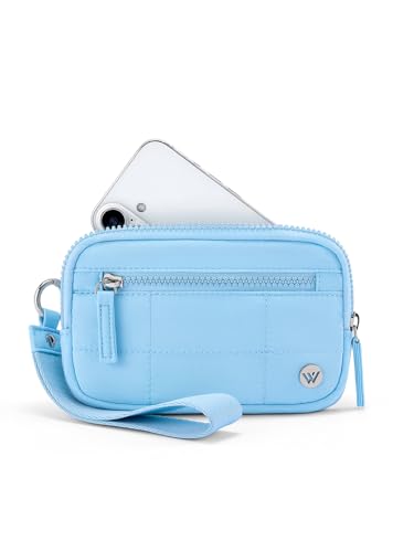 WESTBRONCO Wristlet Wallets for Women – RFID Blocking Quilted Nylon Phone Wallet, Card Holder Purse for Travel & Everyday Use - color: Blue