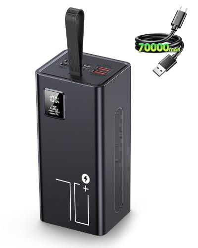 70000mAh Power Bank, 30W QC 3.0 Fast Charging Portable Charger - size: 70000mAh