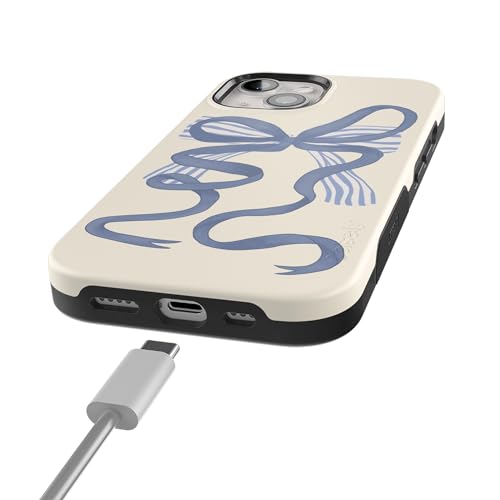 Casely iPhone 15 Plus Case | Heartstrings | Blue Bow | Bold Protective Design | Compatible with MagSafe - color: Heartstrings | Blue Bow