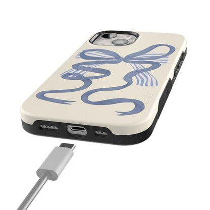 Casely iPhone 15 Plus Case | Heartstrings | Blue Bow | Bold Protective Design | Compatible with MagSafe - color: Heartstrings | Blue Bow